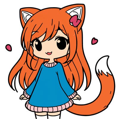 girl with cat ears and tail