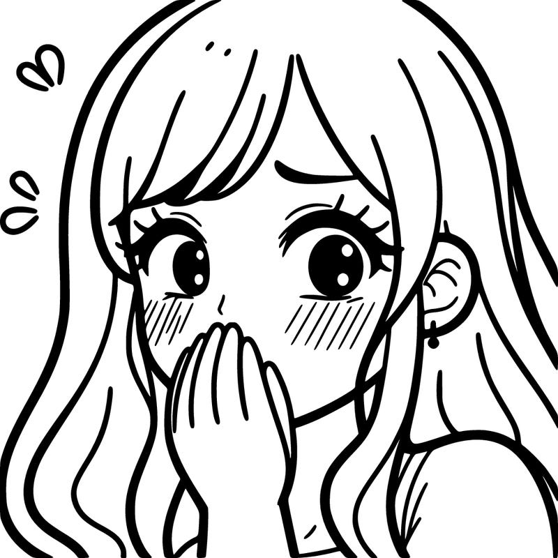 a girl trying to hide her blush