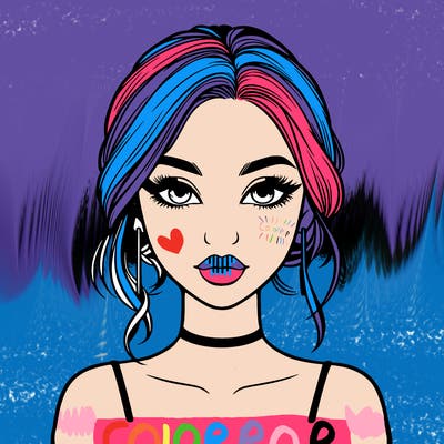 realistic girl with makeup on