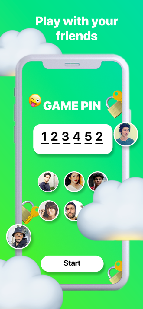 Interface of the Exposed app showing a game PIN for multiplayer sessions with friends