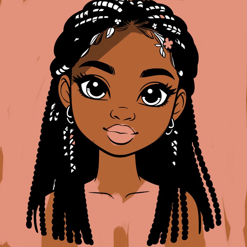a realistic black girl with braids