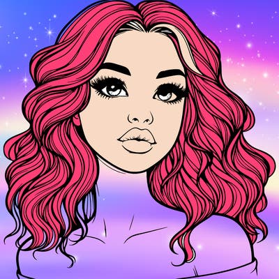 realistic girl with wavy hair and lips