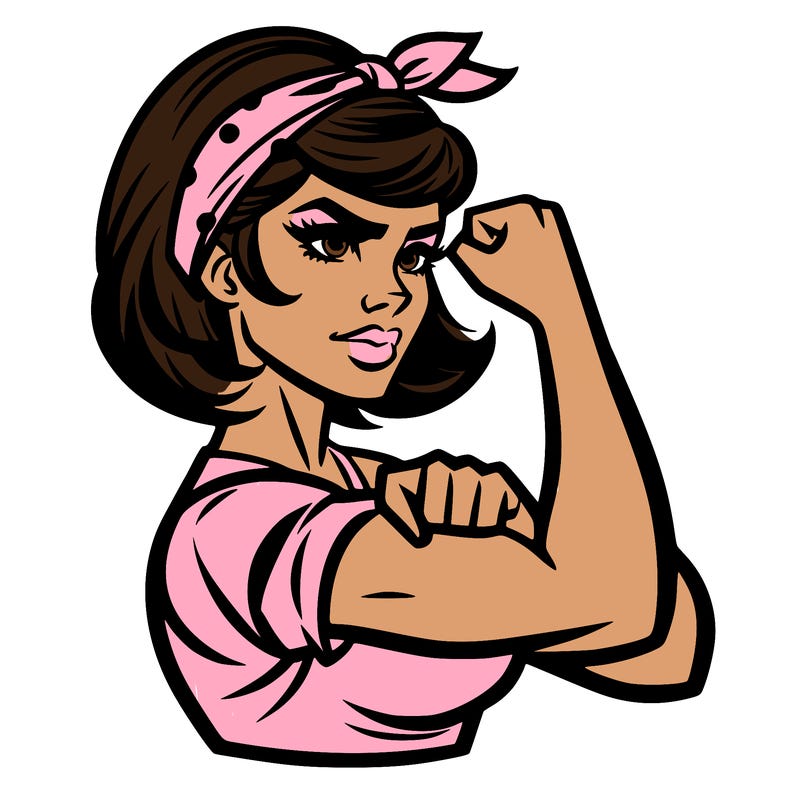 strong woman with a 60s american ad style