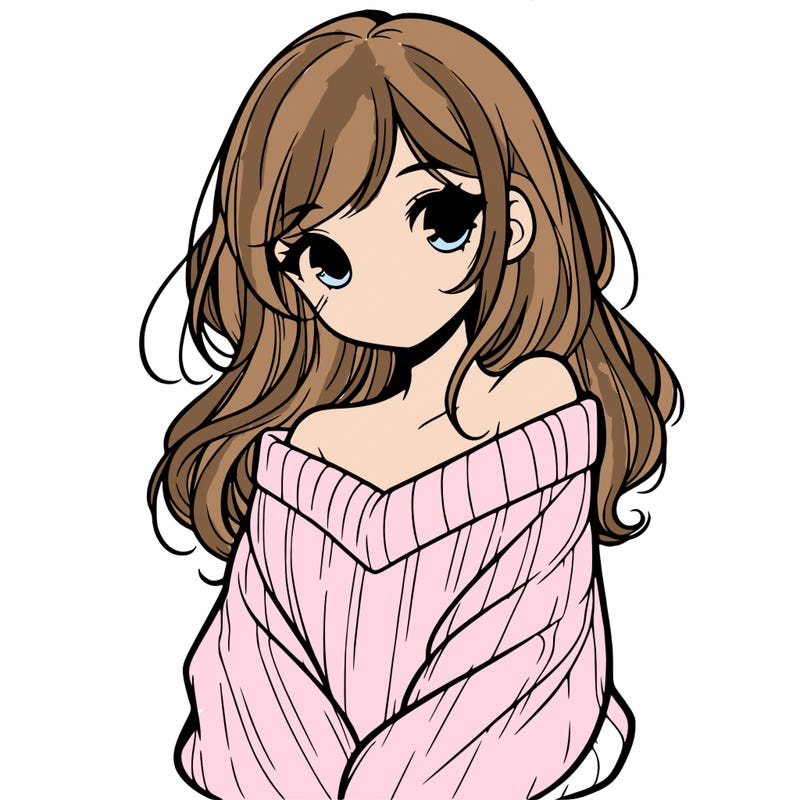 shy pretty girl wearing a sweater that is falling off one shoulder portrait