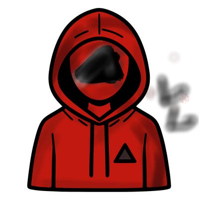 a person with non face waering a hoodie with a small triangle symbol