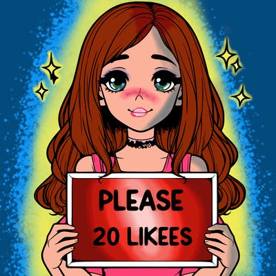 realistic girl holding a sign that says please 20 likes