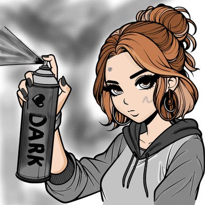 a realistic girl spray painting