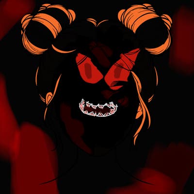 realistic girl with two buns on top of her head