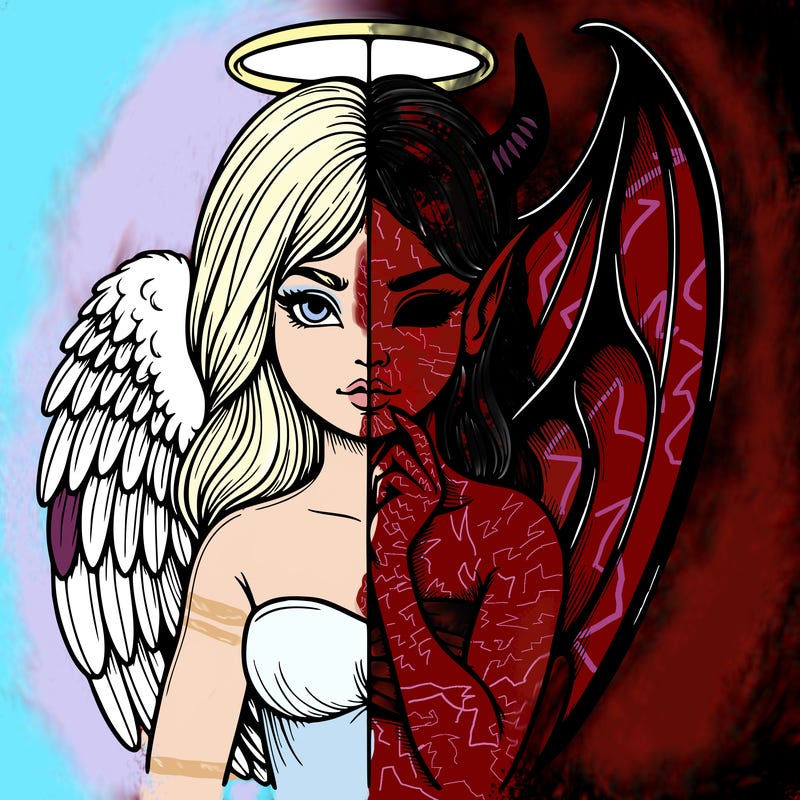 realistic angel half demon