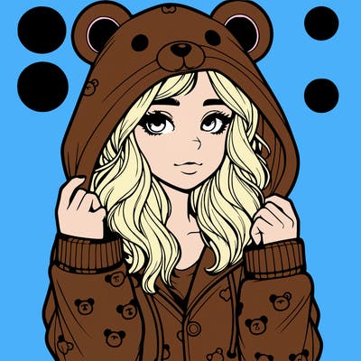 realistic girl in a animal pjs hoodie