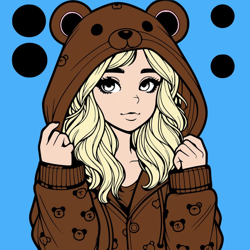 realistic girl in a animal pjs hoodie