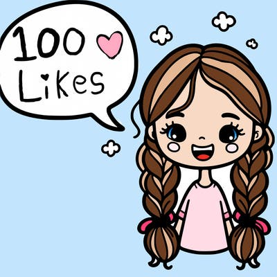 girl with bubble braids with a speech bubble