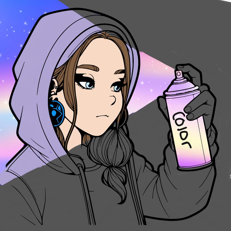 a realistic girl, spray painting