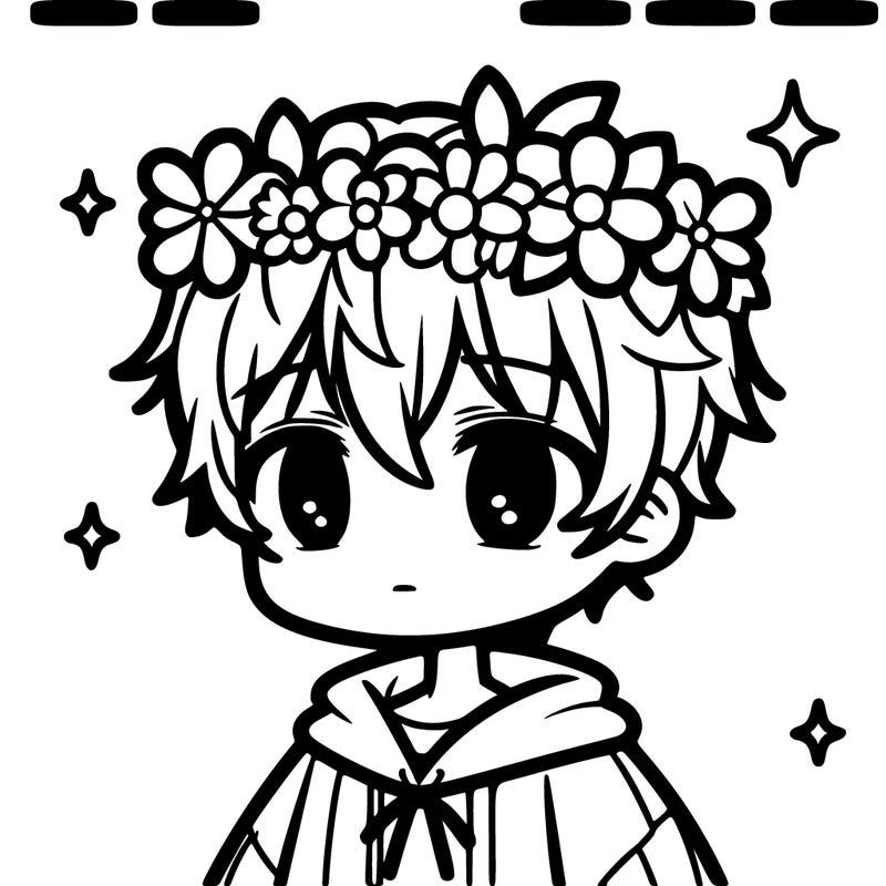 anime boy with flower crown