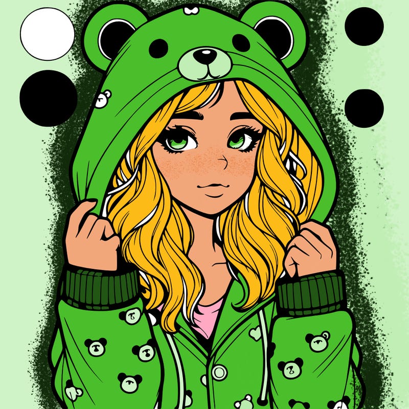 realistic girl in a animal pjs hoodie
