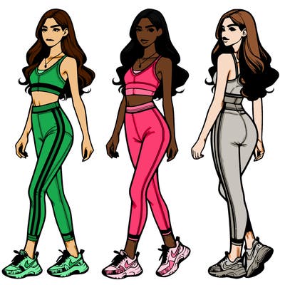 skinny girl with lulu lemon leggings on and a crop top and nike shoes and long hair