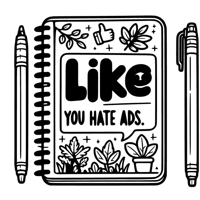 notebook that says like if you hate ads