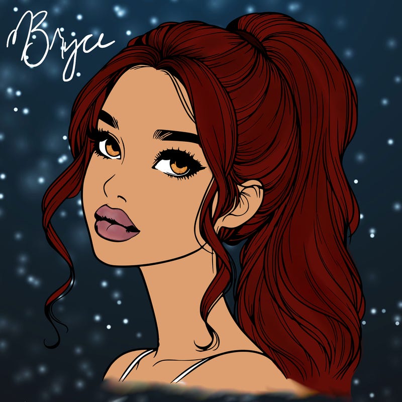 realistic girl with a ponytail on her hair and lips