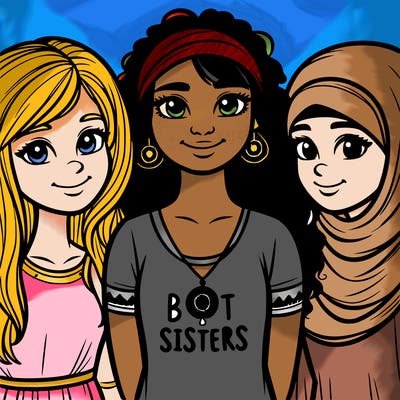 three sisters with a best sisters necklace