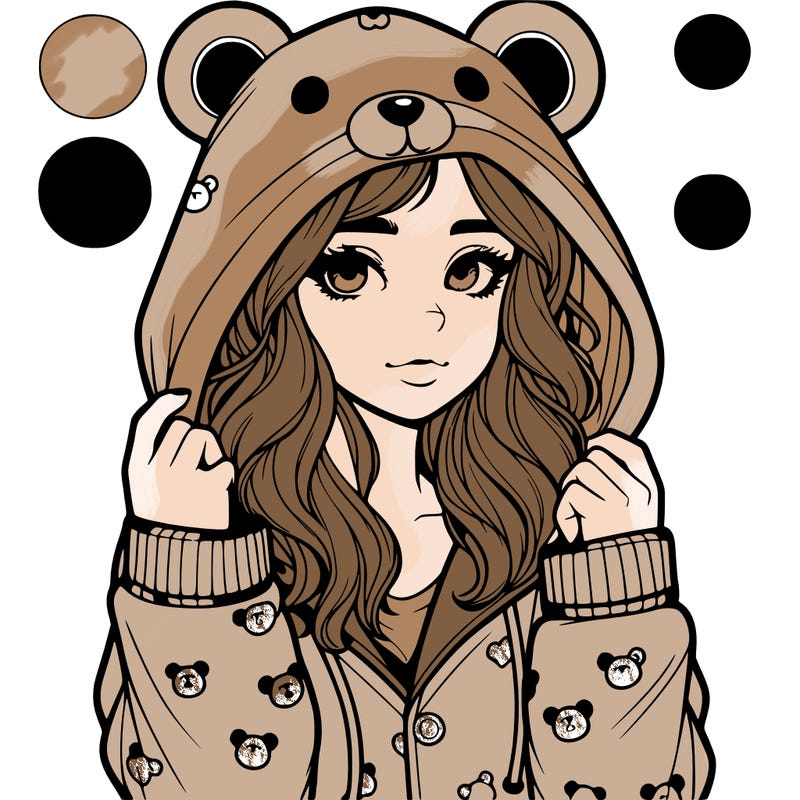 realistic girl in a animal pjs hoodie