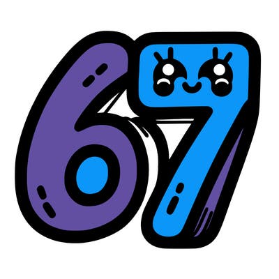 the numbers 67