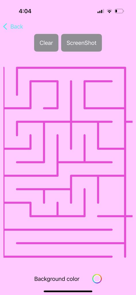 Maze Lab Creator - 作成ツールを備えたピンクの迷路デザインを示す迷路ラボクリエイターアプリのインターフェース。