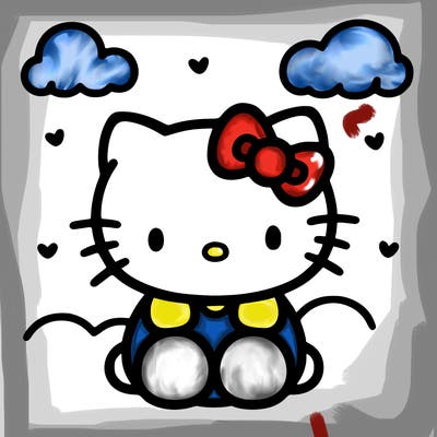 hello kitty with a pastel background