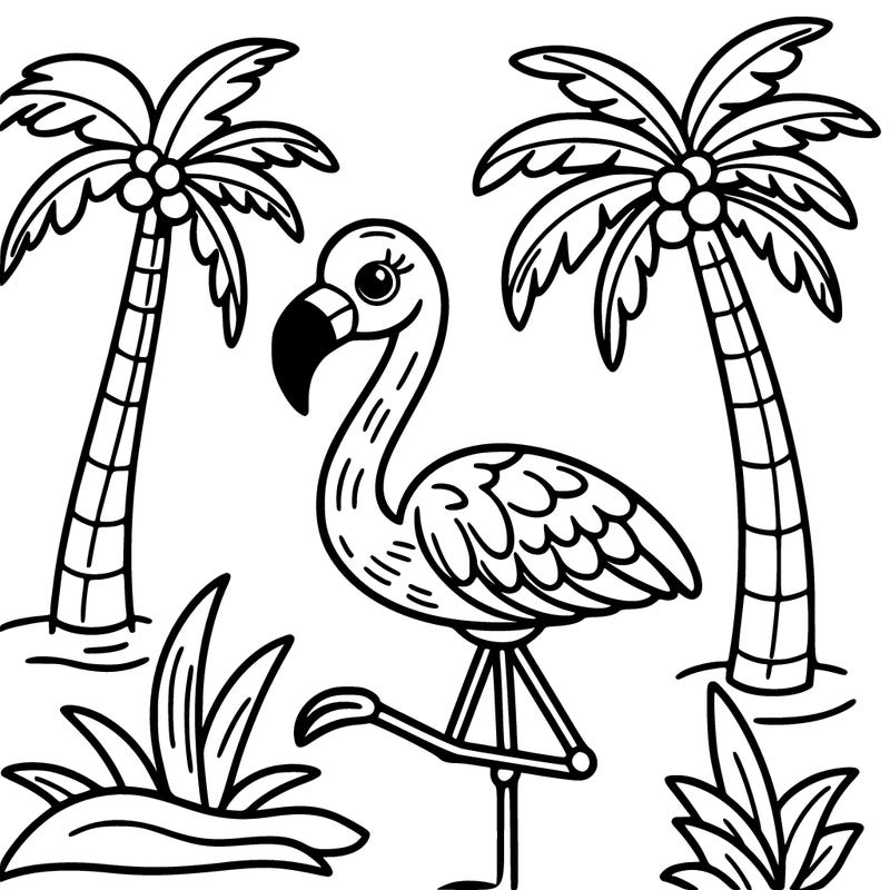 flamingo with pom trees