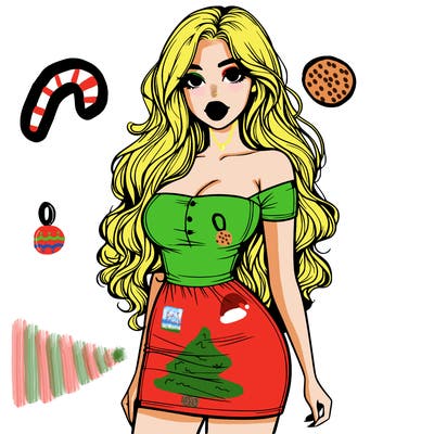 realistic girl in a short dress with big lips