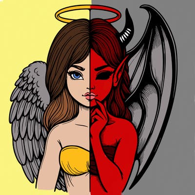 realistic angel half demon