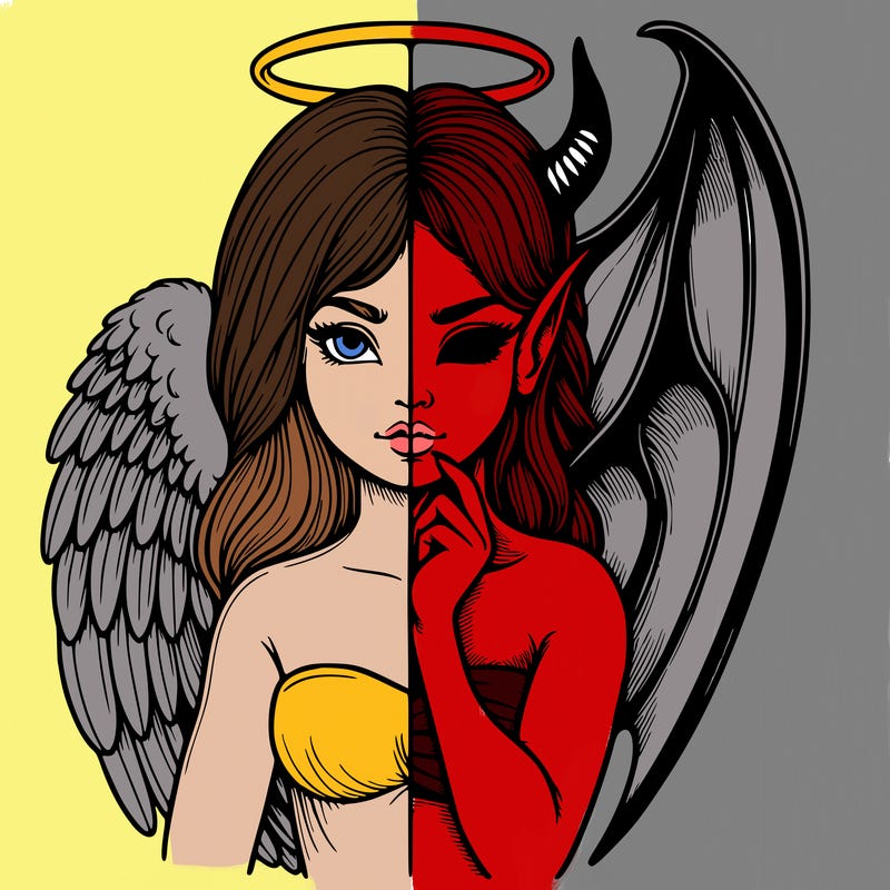 realistic angel half demon