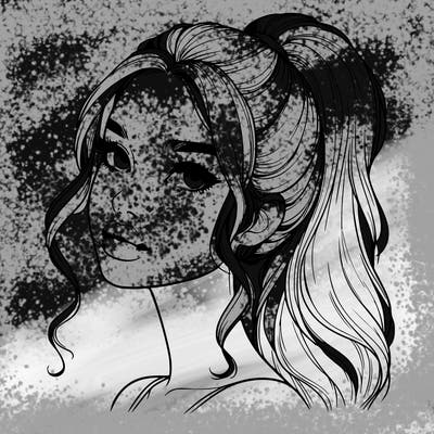 realistic girl with a ponytail on her hair and lips