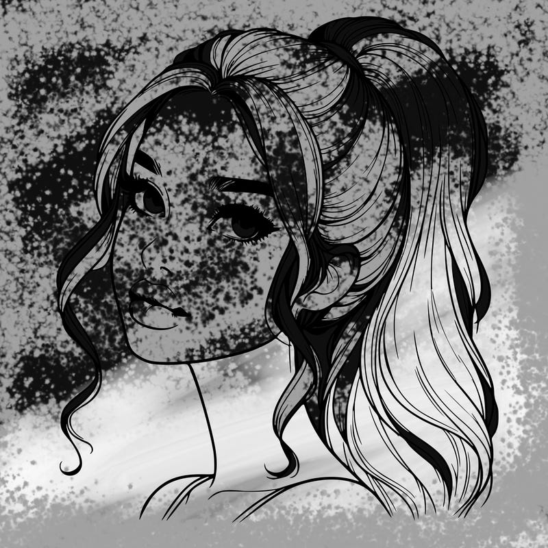 realistic girl with a ponytail on her hair and lips