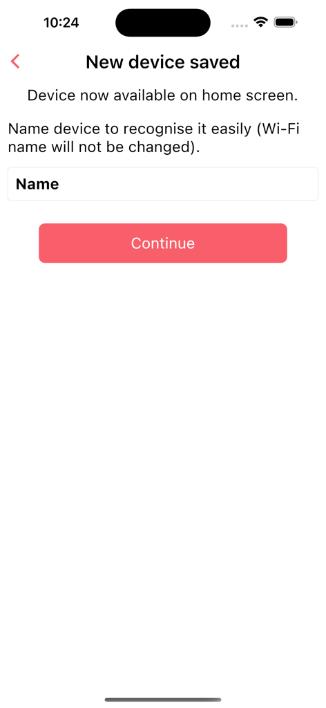 Interface do aplicativo FLARM Hub para nomear um dispositivo de aviação recém-salvo