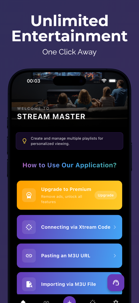 Tvimatex Iptv : Perfect Player - Tvimatex IPTV app interface showing playlist connection options for Xtream Codes and M3U URLs