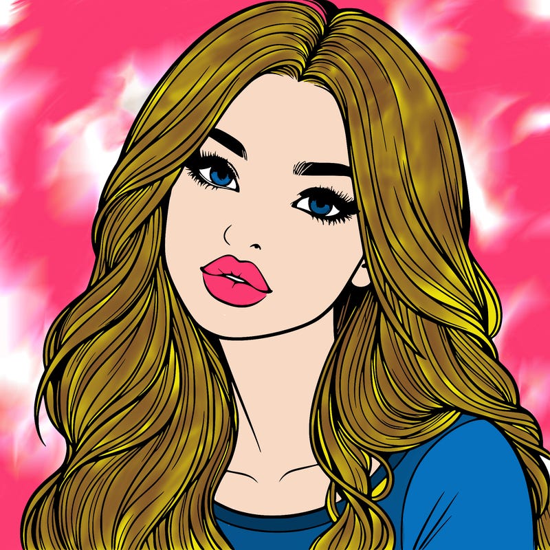 realistic girl with hair on her hair and lips