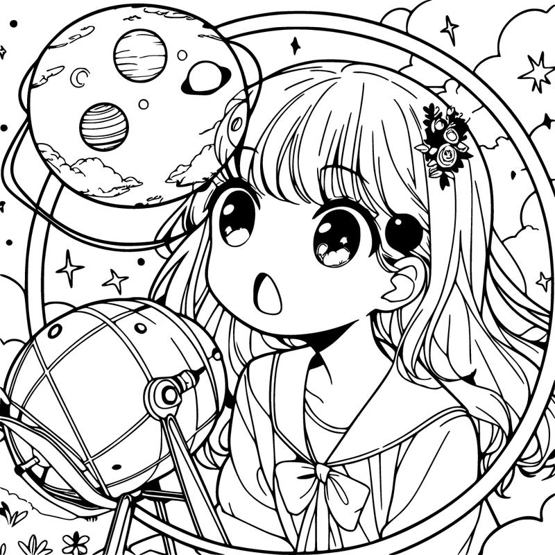 girl sees moon and planets manga anime