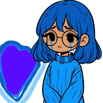 sad girl with glasses in a sweater