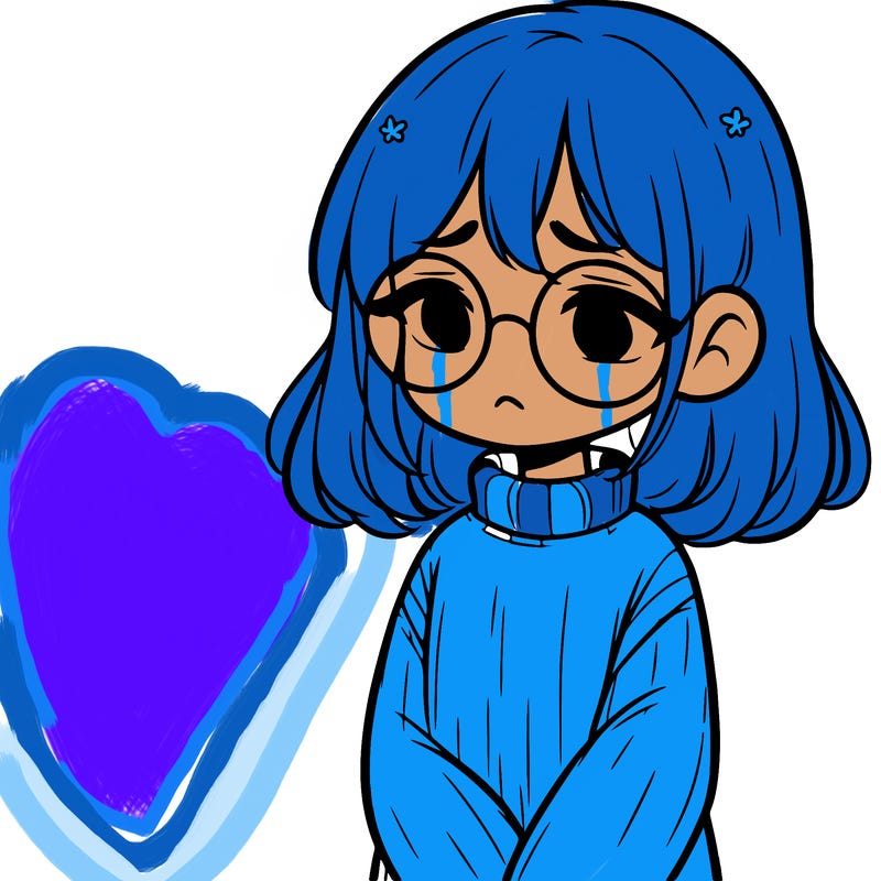 sad girl with glasses in a sweater