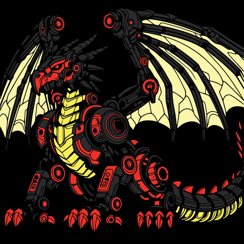 detailed robot dragon