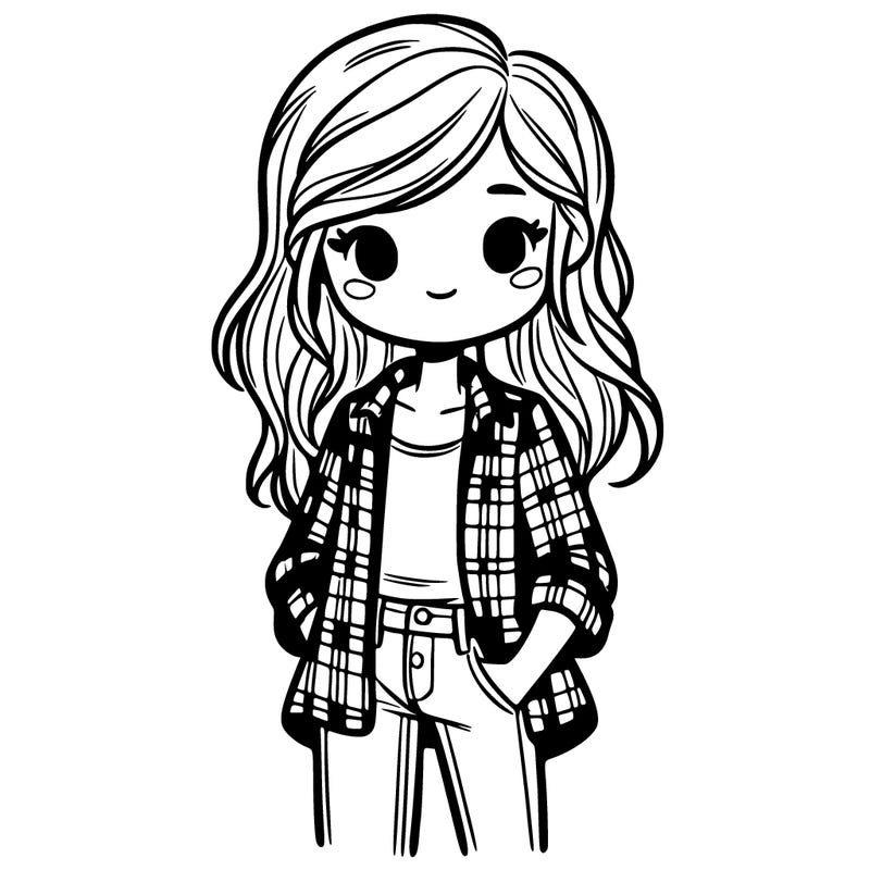 girl wearing flannel an jeans