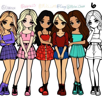 a group of girls realistic