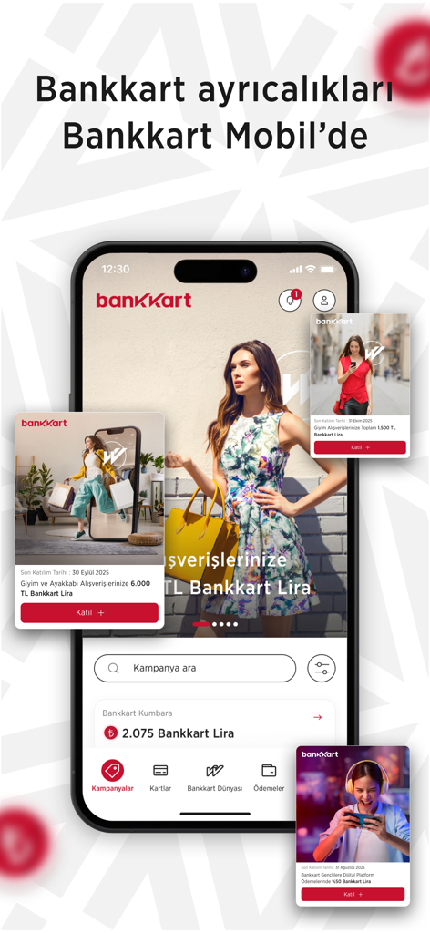 Bankkart Mobil - Écran des campagnes de l'application Bankkart Mobil montrant les récompenses d'achat et le solde des points de récompense