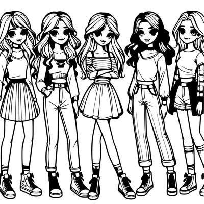 realistic group of 6 girls