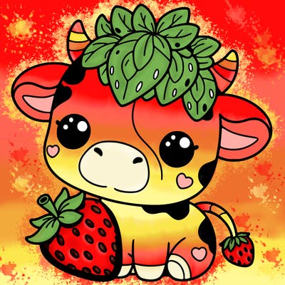 cute strawberry cow