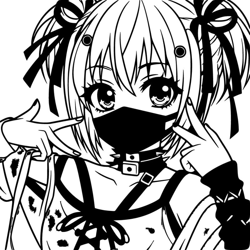 anime girl with emo style and mask