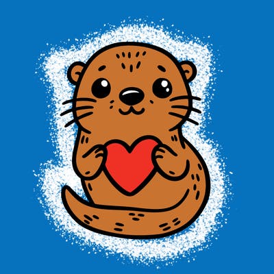 otter with a heart