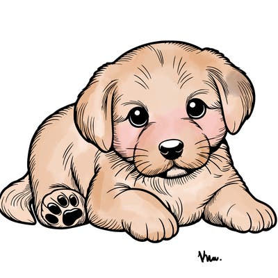 a cute realistic puppy