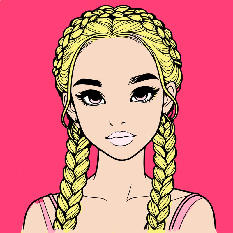 realistic girl with braids