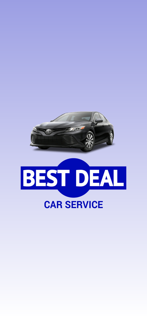 Best Deal Car Service - Best Deal Car Service app splash screen with a black sedan and company logo